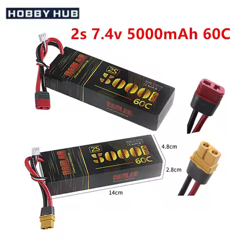 7.4v 5000mAh Lipo battery for RC helicopter parts 2s lithium battery 7.4v 60C RC aircraft cars Drone