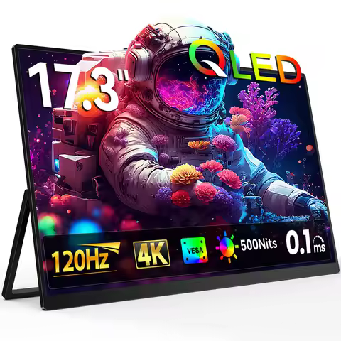 UPERFECT 17.3 Inch 4K 120Hz Portable Monitor 3840*2160P 100%DCI-P3 400Nit HDR FreeSync 1MS IPS Scree