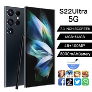 【อ่านต้นฉบับ】โทรศัพท์เดิม S22อัลตร้า5G S22Ultra 5G 7.3นิ้ว Hp 12G RAM 512GB ROM 48MP 100MP 8000Mah ราคาถูกโทรศัพท์มือถือซักผ้าคลังสินค้า Android 12.0 AI ขับเคลื่อนการจดจำใบหน้าปลดล็อคโทรศัพท์มือถือ Qualcomm 888 +