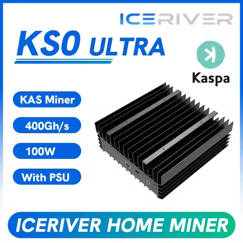 New IceRiver KS0 Ultra Kaspa Miner 400Gh/S 100W KAS Home Miner Machine with PSU Asic Mining KS0 PRO 