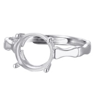 Round Bamboo Ring Setting for Men and Women 3 4 5 6 7 8 9 10MM Simple Smooth DIY Amber Open Ring Set