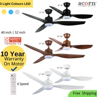 Acorn Fan With Light LED Ceiling Fan Intaglio 40 inch | 52 inch with Remote Control  HDB Condo Balco