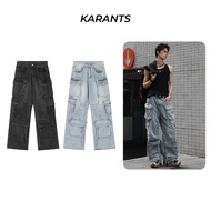 |Clear Stock Clearance| Karants International Brand Multi Pocket Jeans Y2K Wide Leg Streetwear Trend