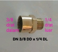 dobel sok drat dalam 3/8 x 1/4 drat luar