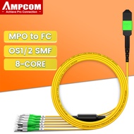 AMPCOM MPO/MTP ถึง FC เส้นใยสายOS2 OM3 OM4 8/12แกน Singlemode Multimode 10G/40G QSFP ไฟเบอร์ออปติก S