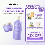 [NEW Bundle 2 In 1] lavojoy Repair Me Now Shampoo & Hair Mask Iris Garden Repair & Shine & 3X Kerati