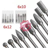 12x6mm Tungsten Carbide Burr 6mm 10mm Double Cut Rotary Porting Tool Mata Porting Mata Shank Carbide