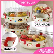 TINY TULIP Dopamine Double-Layer Fruit Tray Snack With Handle Drain Hole Bekas Makanan AC-427