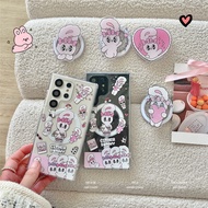 Cartoon Bunny magnet stand phone Case Samsung Galaxy S23 Ultra S23 Plus S23FE S22 Ultra S22 Plus S22 Case New phone case Clear acrylic hard shell