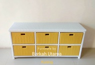 (( Cod )) Lemari laci / Rak laci serbaguna rotan sintetis isi 6 kotak laci dengan kotak laci warna s