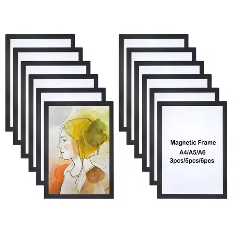 A4/A5/A6 Magnetic Soft Photo Frame Self Adhesive Reusable Black Gold Picture Frames Poster Display H