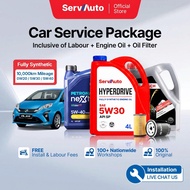 [FREE Labour] ServAuto Pakej Servis Kereta SUV MPV Minyak Hitam Fully Synthetic 4L 0W20 5W30 5W40 | 