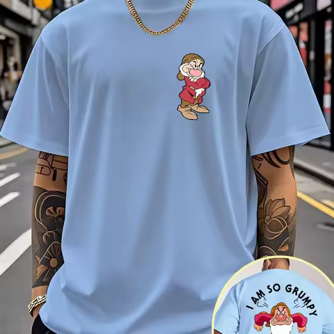 Disney Licensed Grumpy Dwarf Fun Print Men'S Short Sleeve T-Shirt, Crew Neck Casual Comfort T-Shirt