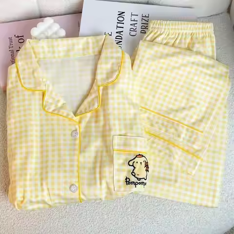 Sanrio Hello Kitty Pajama Set Cotton Women Students Home Leisure Long Sleeve Spring Autumn New Sleep