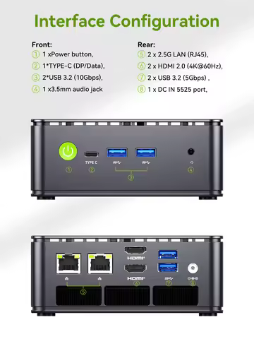GMKtec G11 AMD Ryzen Embedded R2514 Mini PC Win11 Pro 2*DDR4 2*M.2 SSD 2*2.5G LAN WiFi6E BT5.2 Deskt