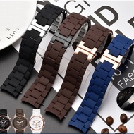 20mm 23mm Rubber and Stainless Steel Silicone Strap Butterfly Buckle Watch Strap for Armani AR5905 Sport Black Brown White Blue