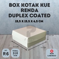Cake Box (R6) Glossy White Duplex Coated Lace Size 15.5x15.5x6.5 cm Thickness 310gsm Fits GlassAQUA 