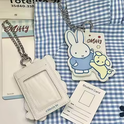 Kawaii Miffy Snuffy Dog Theme ID Card Holder Cute PU Leather Material Portable Student Office Worker