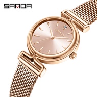 SANDA Brand Women's Fashion Simple Stainless steel Mesh Strap Quartz Watch Waterproof Elegant Ladies Watch