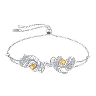 JewelryPalace Lucky Koi Fish Genuine Citrine Adjustable Link Bolo Bracelet for Women, 14k White Gold