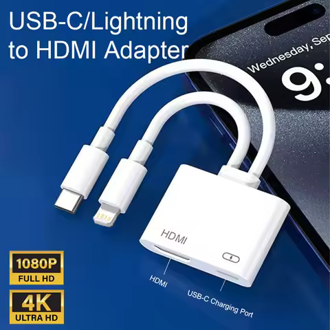 USB C and Lightning to HDMI Adapter for iPhone to TV Sync Screen Digital AV Adapter Compatible for i