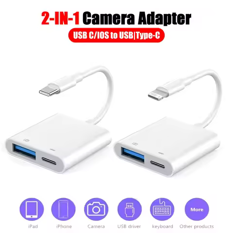 2-in-1 Lightning to Type C OTG Adapter for iPhone 16/15/14/13 Pro Max & iPad,USB 3.0 Converter for K