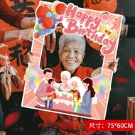 Handheld Birthday Atmosphere Decoration KT Board Props for Elderly 80th 90th Anniversary Celebration