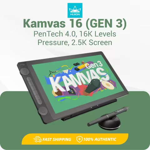 Huion Kamvas 16 (Gen 3) Graphics Tablet 15.8 Inch Display 2.5K QHD Screen with Dual Dials PenTech 4.