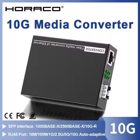 10G SFP+ to RJ45 Media Converter RJ45 to SFP+ 10/100/1000M/2.5G/10G Adaptive Ethernet Converter Tran