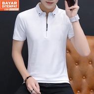 Kaos Elyon - Kaos Polo Pria Lengan Pendek Polos / Kaos Polo Resleting. Baju Kaos Pria Terbaru / Baju