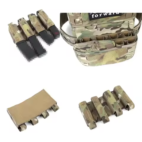 Outdoor Tactical Vest Dope SMG 9MM Bag Quadruple 4 Partition Mag Insert Pouch for MP5 MP7 ARP9 With 