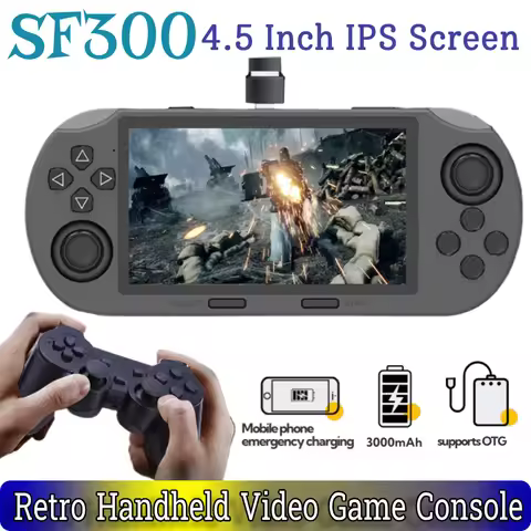 SF300 Handheld Game Console 4.5 Inch IPS Screen Retro Gaming Console USB Rechargeable Retro Handheld