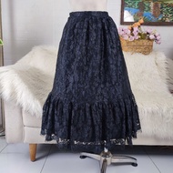 Black brukat skirt long brukat glitter flowy skirt lace skirt