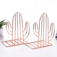 2PCSPair Creative Cactus Shaped Metal Bookends Book Support Stand Desk Organizer Storage Holder Shelf