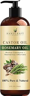 Handcraft Castor Oil with Rosemary Oil for Hair Growth, Eyelashes, Eyebrows - Hair Styling Oil - 100% Pure and Natural Carrier Oil Hair, Body Oil - Moisturizing Massage Oil for Aromatherapy - 8 fl. Oz
