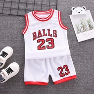 Children Cotton Clothes Baby Boys Girls Cartoon Sport Ball O-Neck Vest Shorts 2Pcs/sets Infant Kids 