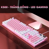 Bàn phím máy tính có dây giả cơ SIDOTECH K500 gaming led rgb màu hồng hành trình phím vừa phải giúp