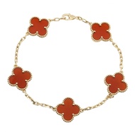 【二手】梵克雅寶 (Van Cleef & Arpels) 復古 Alhambra 系列紅玉髓5圖案手鐲 VCARD35500，腕圍 18 厘米，K18（黃金）
