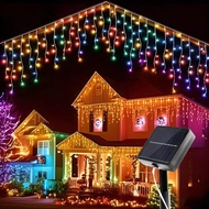 Solar Icicle Light Fairy String Lights Eaves Decor with 16Drops for Outdoor Curtain lights Wedding P