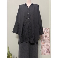 Japanese women's long loose shirt tag size L a84