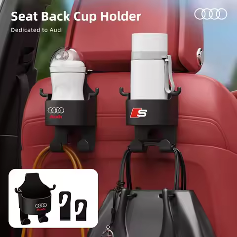 Car Logo Seat Back Storage Organizer Water Cup Holder Hook for Audi Sline RS Q7 A1 A7 Q3 8L TT Mk2 C