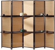 Partition Screen, Bamboo Room Divider with Display Shelves, 5.6/5.9/6.6Ft Tall Separation Dividers f