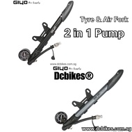 2 in 1 Giyo Black/Titanium GS-41 High Pressure Air Fork Shock & Tyres Mini Pump 300 Psi