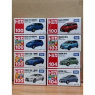 Tomica Regular 100 Honda Fit Shuttle, Lexus IS 350 F Sport, Toyota Estima, 103 Nissan Note, 104 Toyo