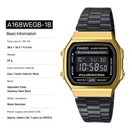 [CASIO UNISEX] CASIO DIGITAL RETRO DESIGN COLOR BLACK GOLD A-168 / A168WEGB-1B