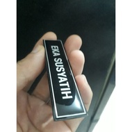 White Square Line & Writing Nametag, 2mm Black Acrylic (Name Tag, Name pin)