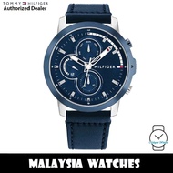 (100% Original) Tommy Hilfiger 1792051 Jameson Multifunction Dial Blue Leather Strap Men's Watch (2 Years Warranty)