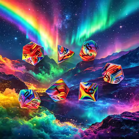 7PCS Rainbow Vortex Swirl Dice Set for D&D RPG Tabletop Games