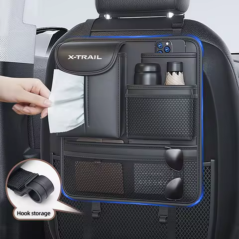 Car Backseat Organizer with Tissue Cup Holder Car Seat Back Multi Pockets Storage Bag For Nissan X-T