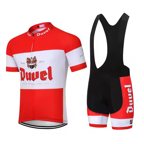 Duvel Cycling jersey set Retro Bicycle clothing man Beer suit triathlon bike Bib shorts Buff short s